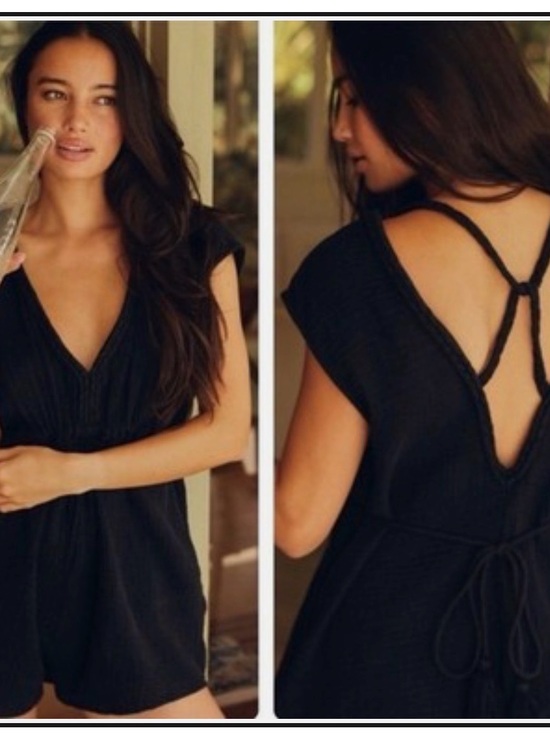 Anthropologie Dresses & Skirts - Anthropologie Black Braided Cover up Romper